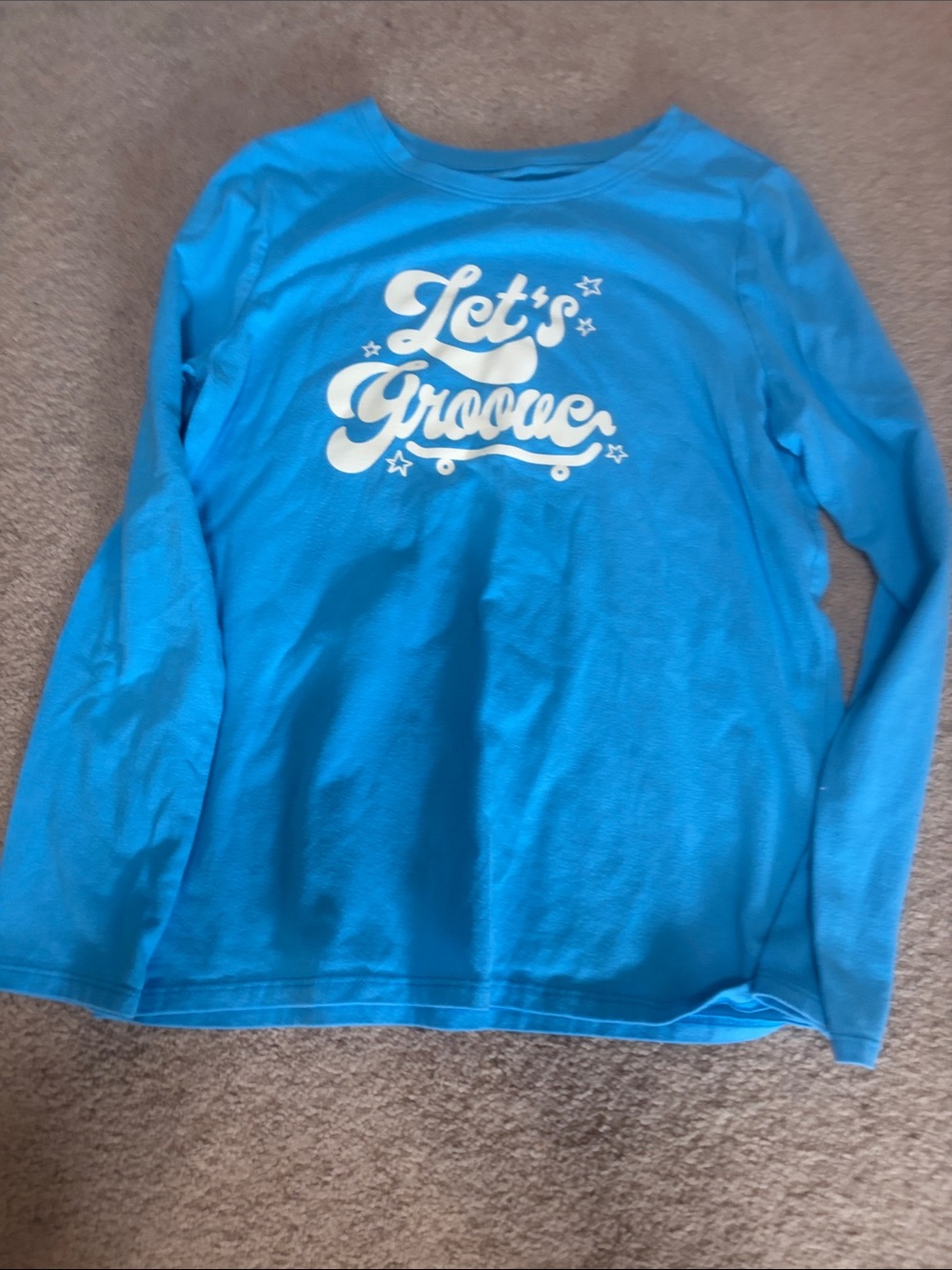 Cat & Jack size large/10-12 Kids Blue "Let's Groove" Long Sleeve Top
